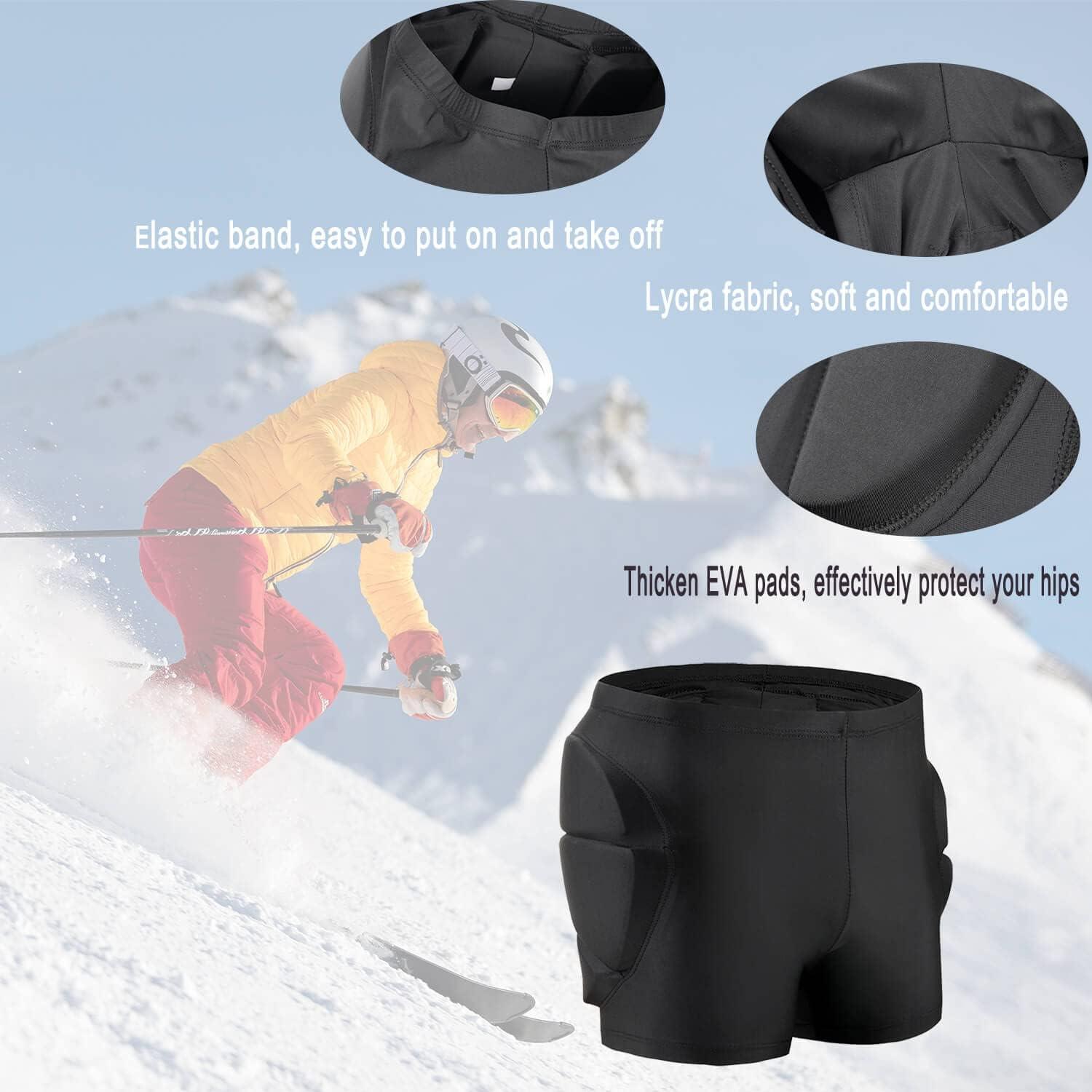 Kids Hips Protective Pads Shorts for Snowboard Ski Skating Cycling,3D  Protection for Butt and Tailbone Black 3X-Large