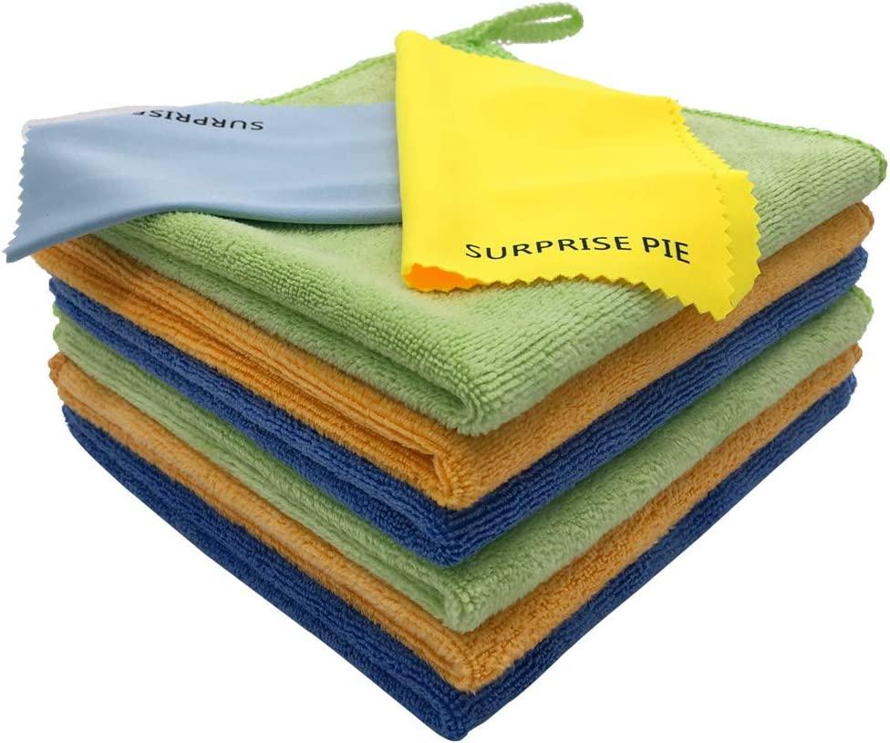 Microfiber Cleaning Cloths 400 GSM Thick Soft Lint Free 12x12 6 Pack  Green Blue and Orange Reusable Kitchen Towels Dust Cloth Rags for Window  Car House Boat Furniture Multi-colored