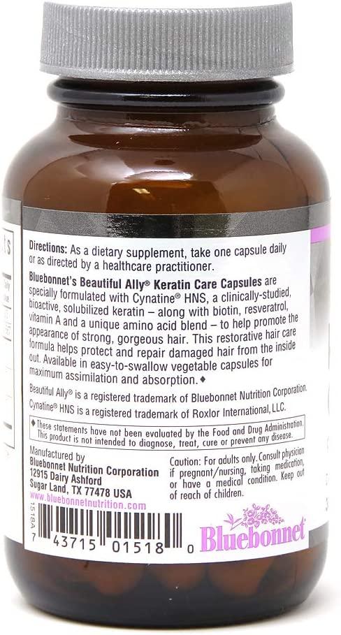 Bluebonnet Nutrition Beautiful Ally Keratin Care - 30 Veg Capsules for Hair  & Nail Support | Buy Now with Express International Delivery | GoSupps.com