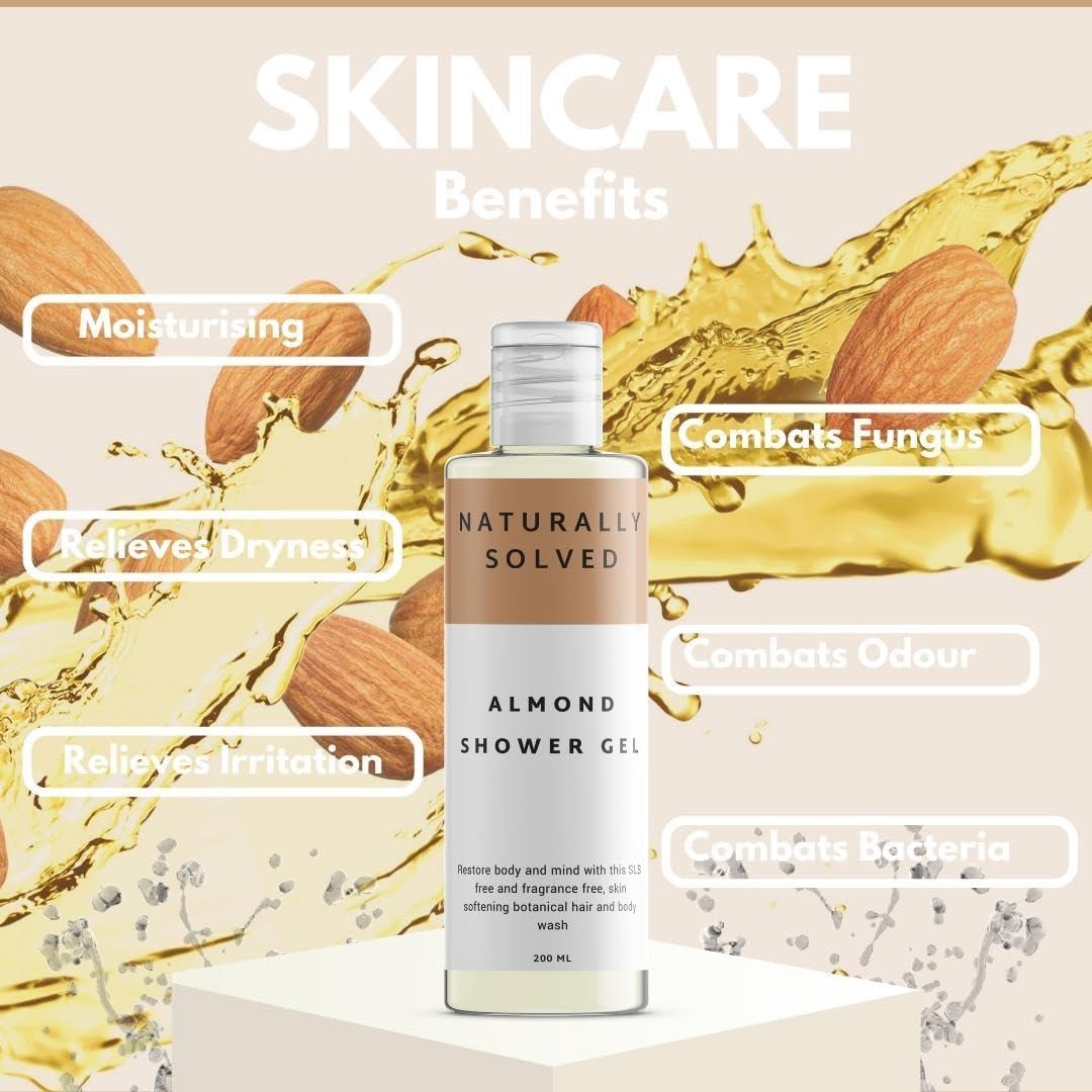 Almond Shower Gel (200ml) by Naturally Solved Anti Fungal Body Wash