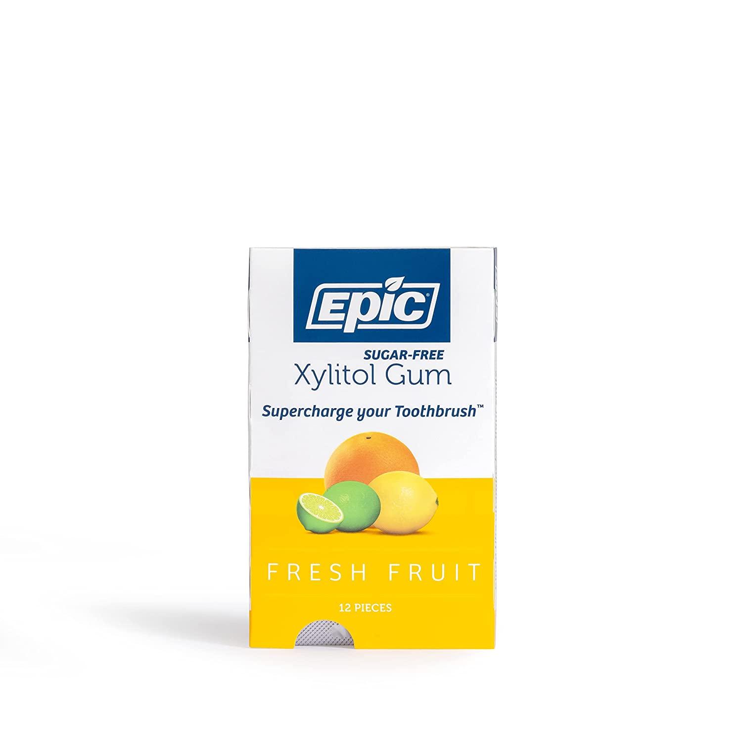 Epic Xylitol Chewing Gum Sugar Free, Aspartame Free, Fresh Fruit