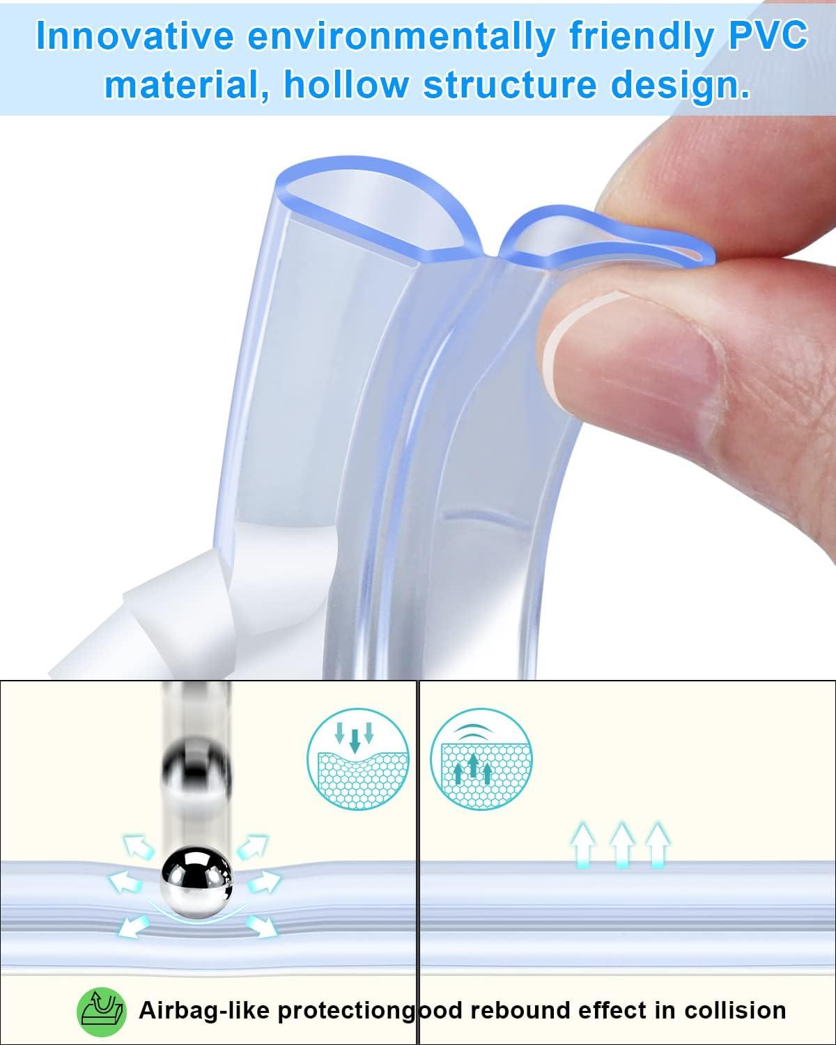 Baby Proofing, D-Shaped Hollow Edge Protector Strip Clear, Silicone Soft Corner  Protectors with Upgraded Pre-Taped Strong Adhesive, 6.6ft(2M) Edge  Protectors for Sharp Corners of Cabinets, Tables. 0.60.6in width(6.6ft  length)