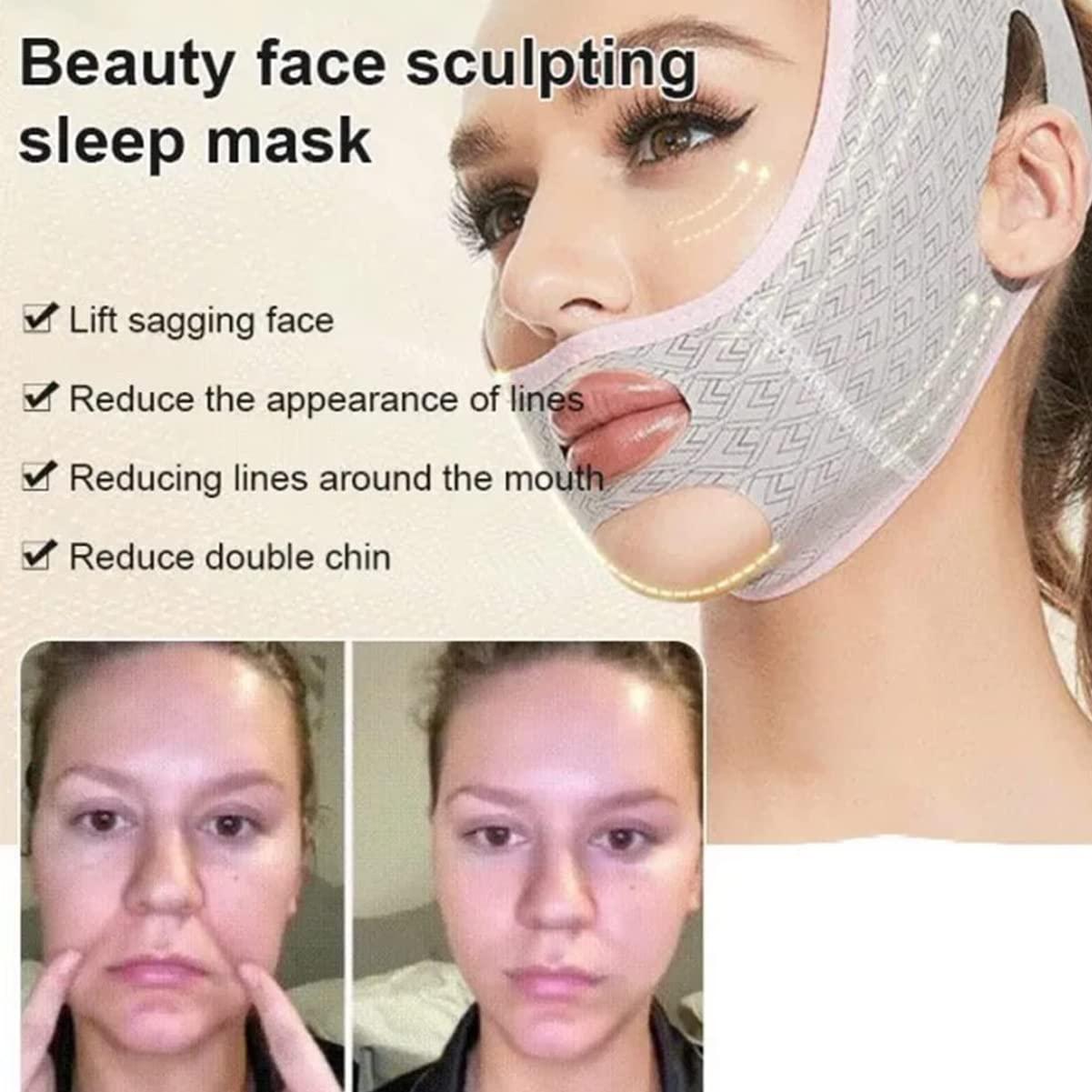 Beauty Face Sculpting Sleep Mask, V Line Lifting Mask Double Chin Reducer,  V Line lifting Mask Facial Slimming Strap, Double Chin Reducer Reusable V  Line Face Lifting Strap (3Pcs, A) 3Pcs #A