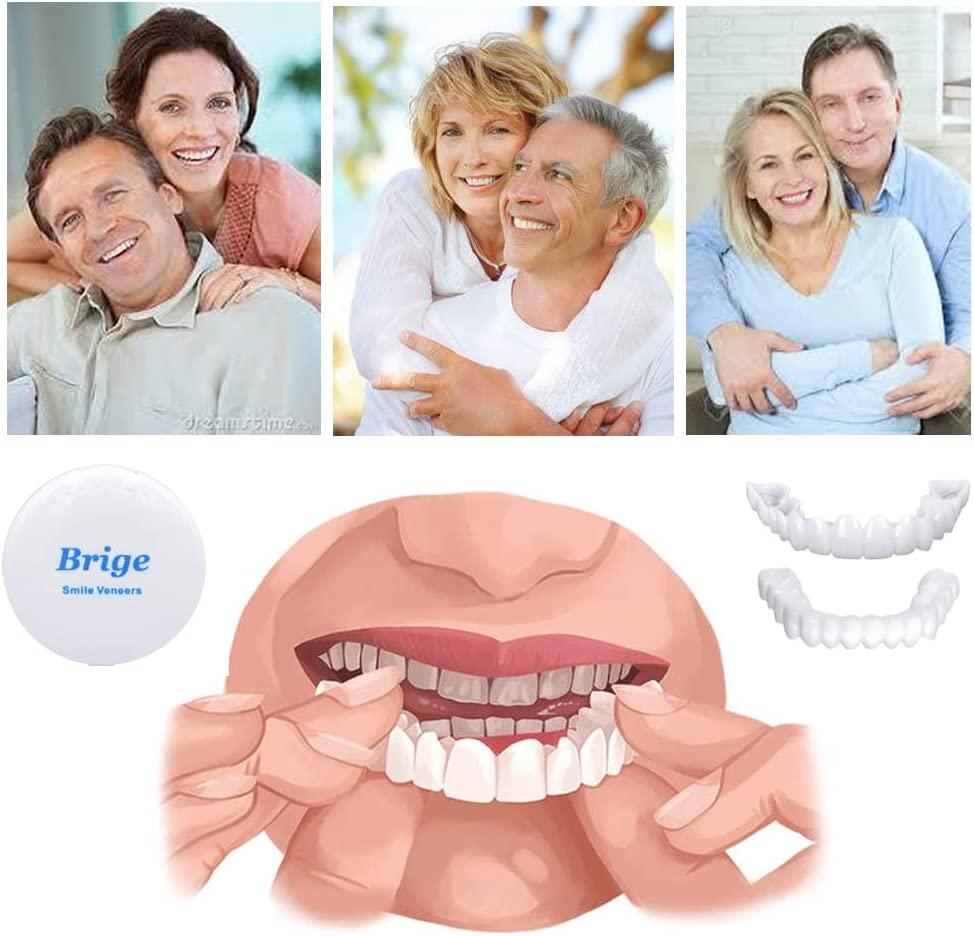 GAWEI Denture Smile Teeth Customizable Temporary Perfect Fake Teeth Molds  Braces for Snap in Instant &Confidence Smile Dentures Teeth for Upper and  Lower Jaw, Nature and Comfortable 1 Set
