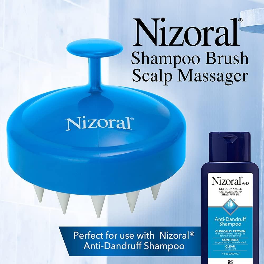Nizoral Hair Shampoo Brush with Soft Silicone Scalp Massager Brush Head,  for All Hair Types, Deep Cleanses Scalp and Removes Dead Flaky Skin and  Residue 1 Count