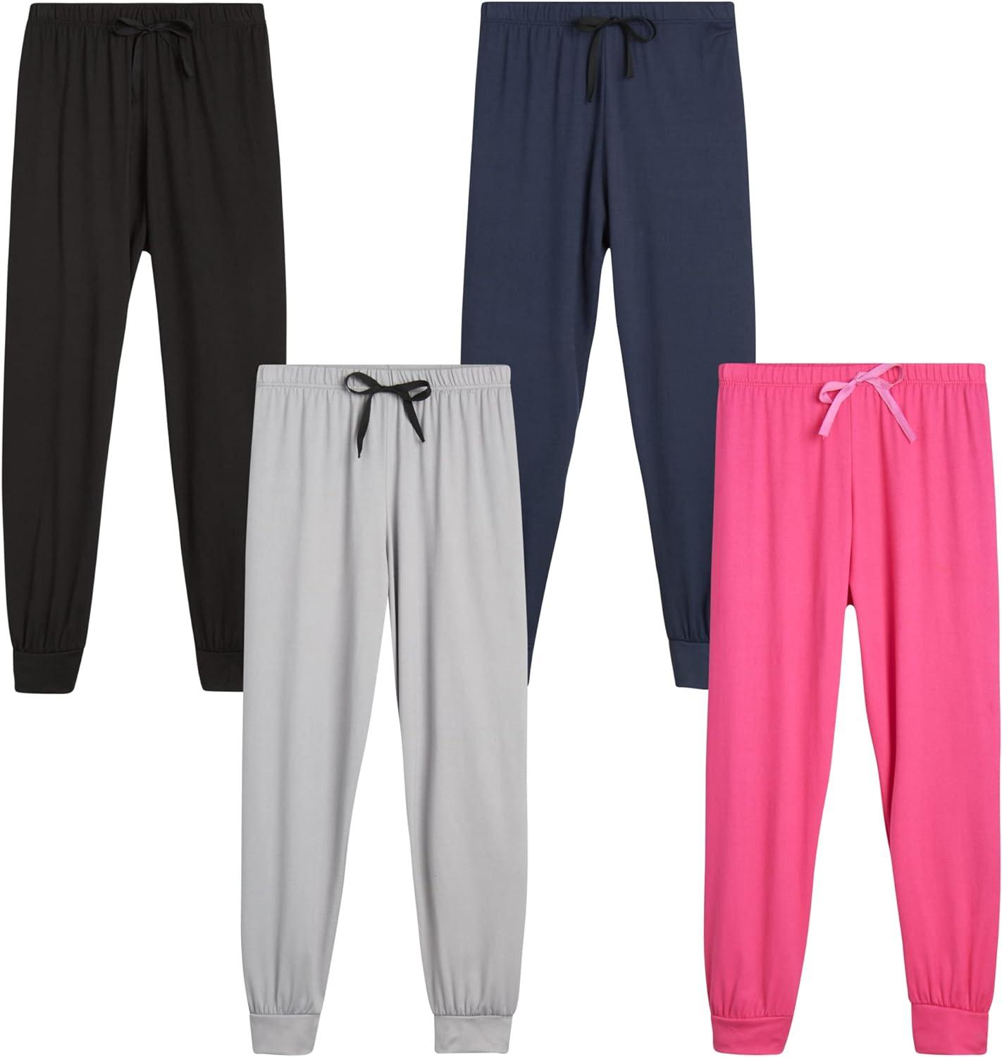 Sweet Hearts Girls' Sweatpants - 4 Pack Super Soft Athletic Performance  Jogger Pants (7-16) Black/Grey/Fuchsia/Navy 10-12