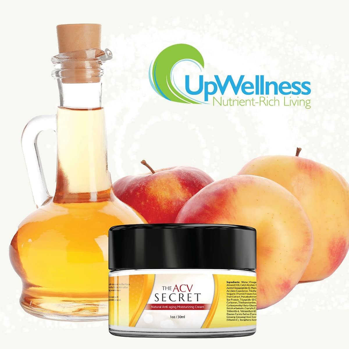 UpWellness: The ACV Secret Moisturizer - Skin Care with Apple Cider Vinegar  - 30 ml - 7 Natural Anti-Aging Ingredients - Supports Skin Detoxification  and Restoration - Physician Formulated
