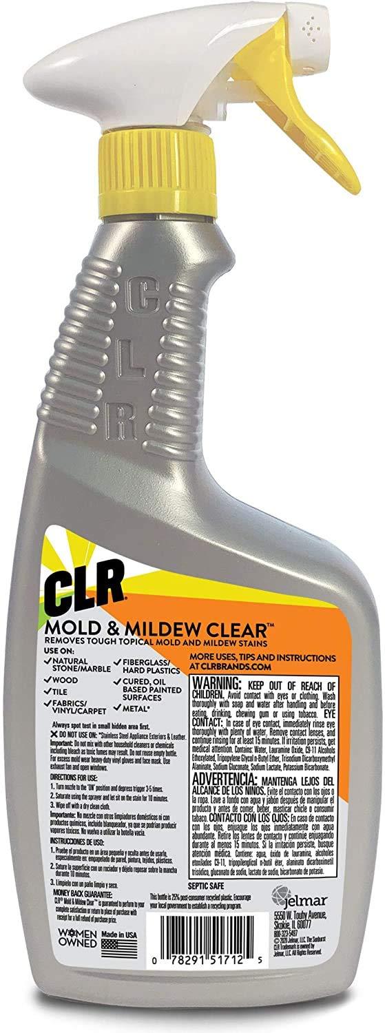 CLR Mold & Mildew Clear, BleachFree Stain Remover Spray Works on Fabric, Wood, Fiberglass