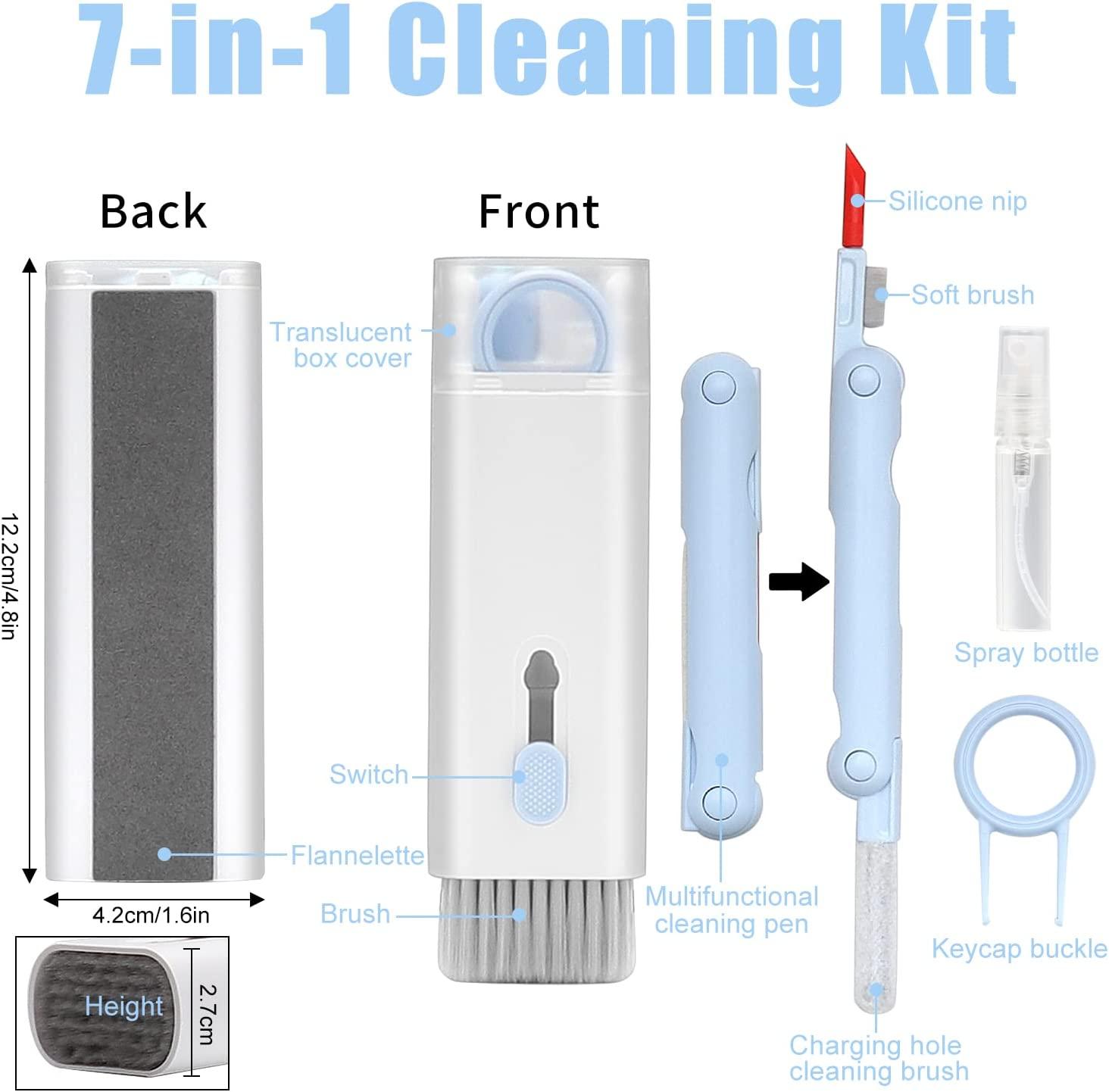 Enfudid 7-in-1 Electronics Cleaner Kit - Keyboard Cleaner kit, Portable Multifunctional  Cleaning Tool for PC Monitor/Earbud/Cell Phone/Laptop/Computer/Bluetooth  Earphones (with Cleaning Fluid) Sky Blue