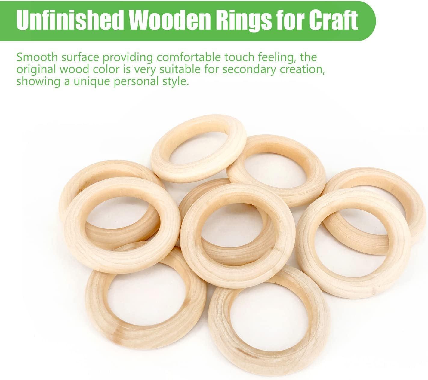 20PCS Natural Wood Rings for Crafts Macrame Rings for DIY Wooden Rings  Without Paint Pendant Connectors 55mm/2.2inch