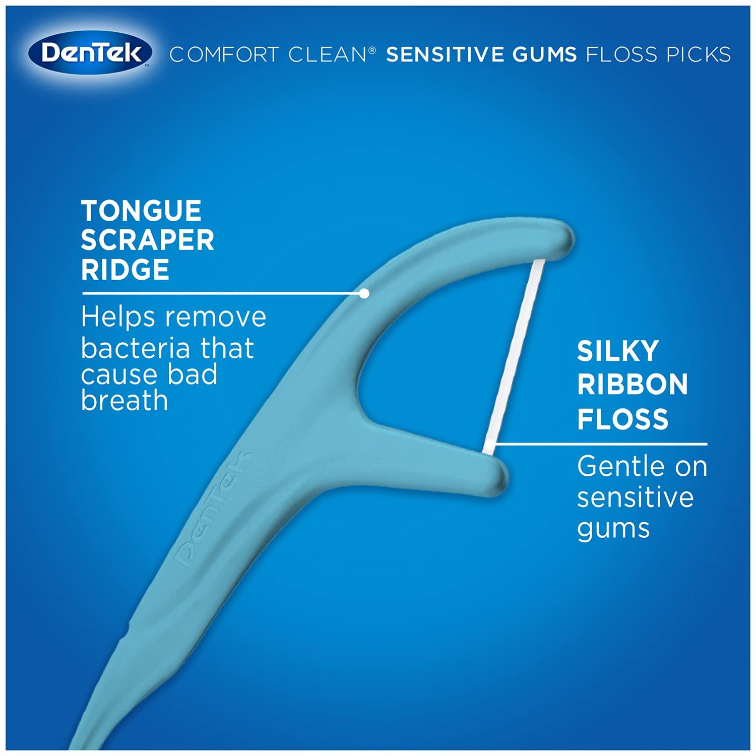 DenTek Comfort Clean Sensitive Gums Floss Picks, Soft & Silky Ribbon
