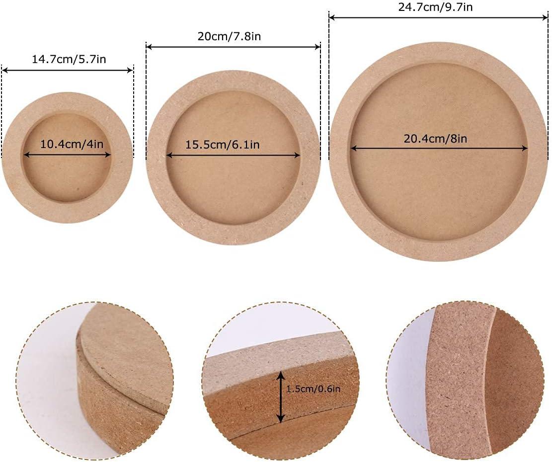 DIRBUY 6 pcs round wood canvas boards for painting, 3 different sizes of  wooden canvas panels, unfinished wood cradled painting pane