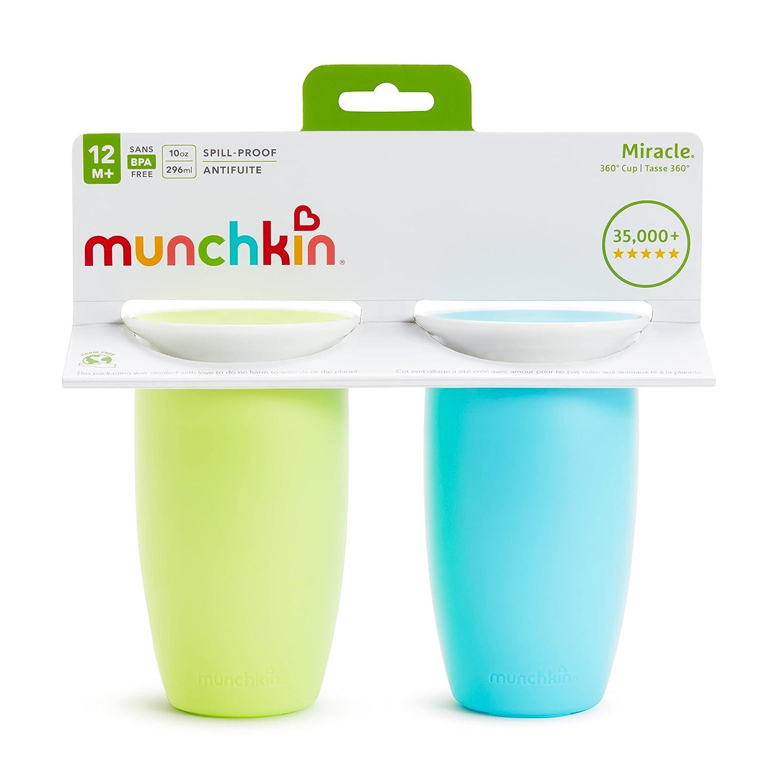 Munchkin® Miracle® 360 Toddler Sippy Cup, Spill Proof, 10 Ounce, 2 Pack,  Green/Blue