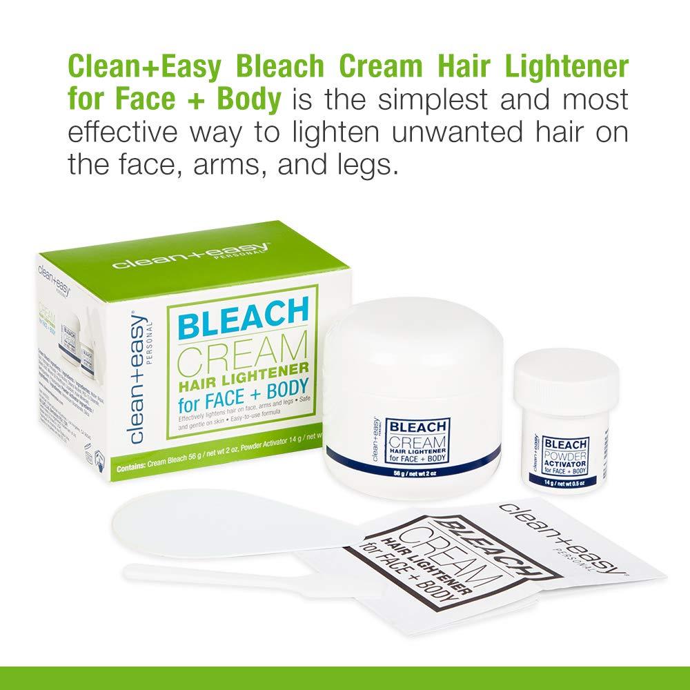 Clean + Easy Bleach Cream Hair Lightener, Lightens Facial and Body Hair, Safe and Gentle on the