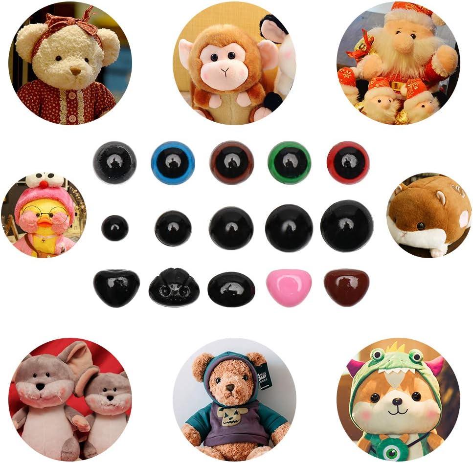 Maznyu 570pcs Premium Plastic Safety Eyes and Noses with Washers Assorted Sizes for Craft Doll Eyes and Teddy Bear Nose Plash Animal and Amigurumi