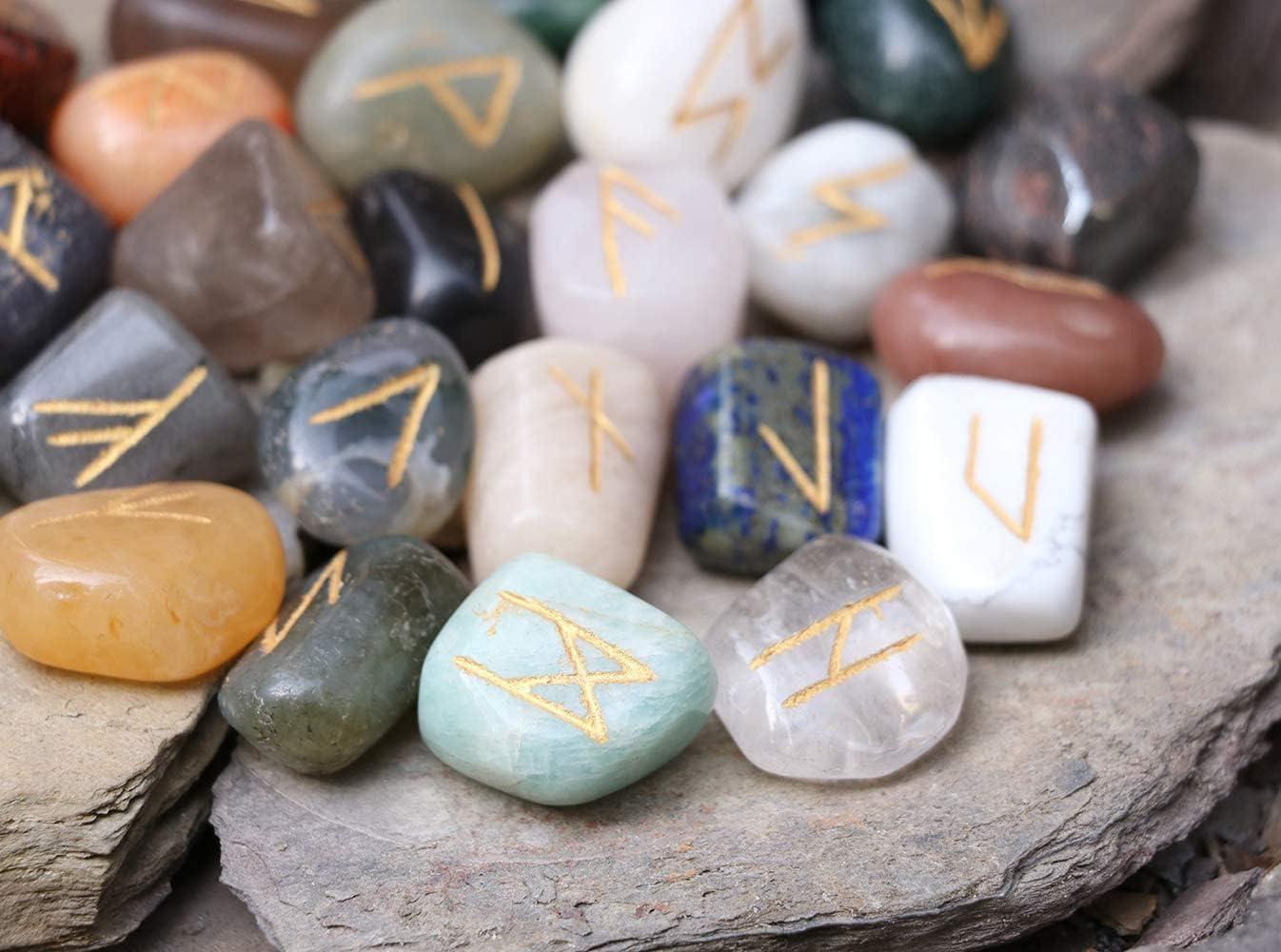 Crocon Mix chakra Rune tumble shape gemstone rune with Elder Futhark ...