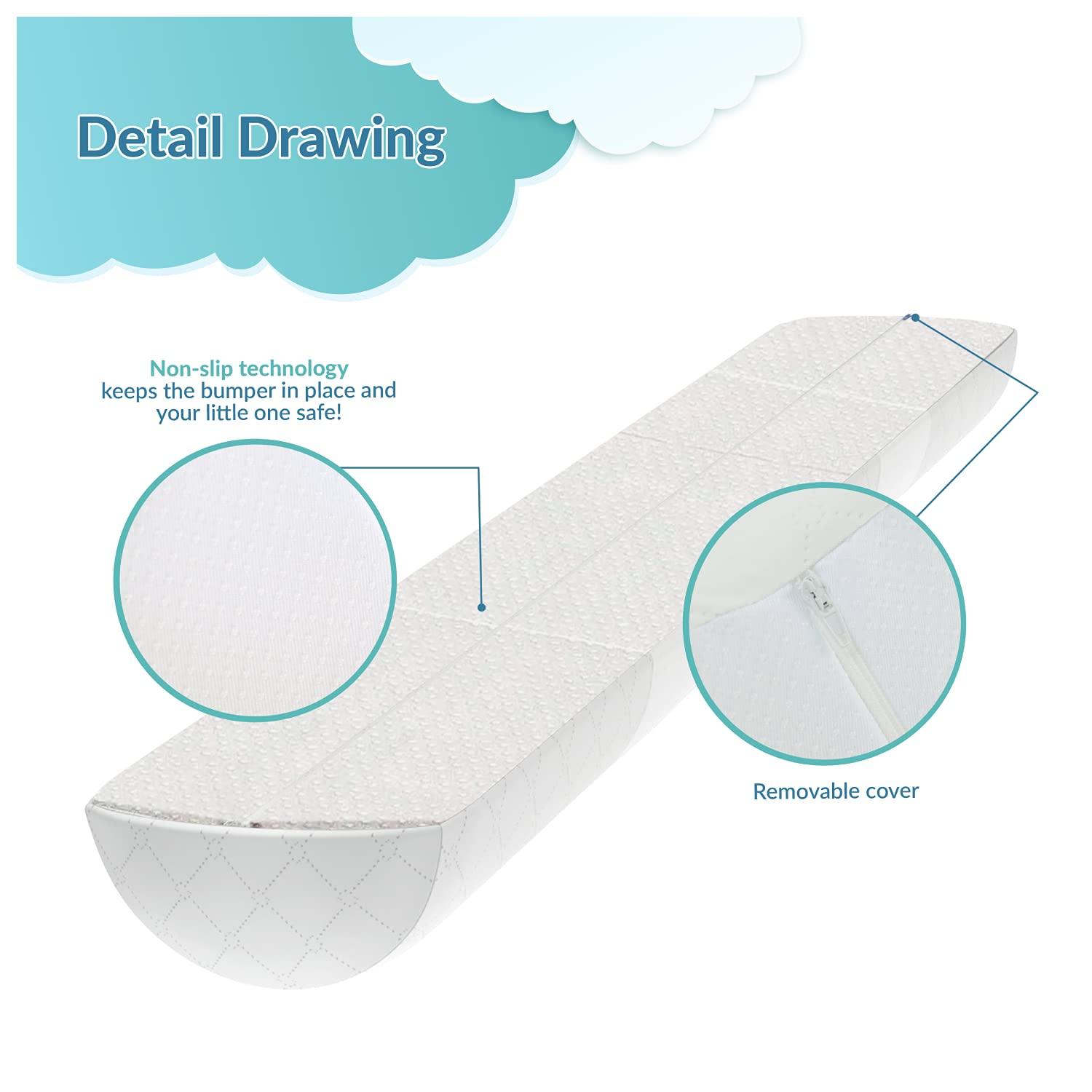 MODVEL Toddler Bed Bumper Rail Guard Comfortable Hypoallergenic Foam