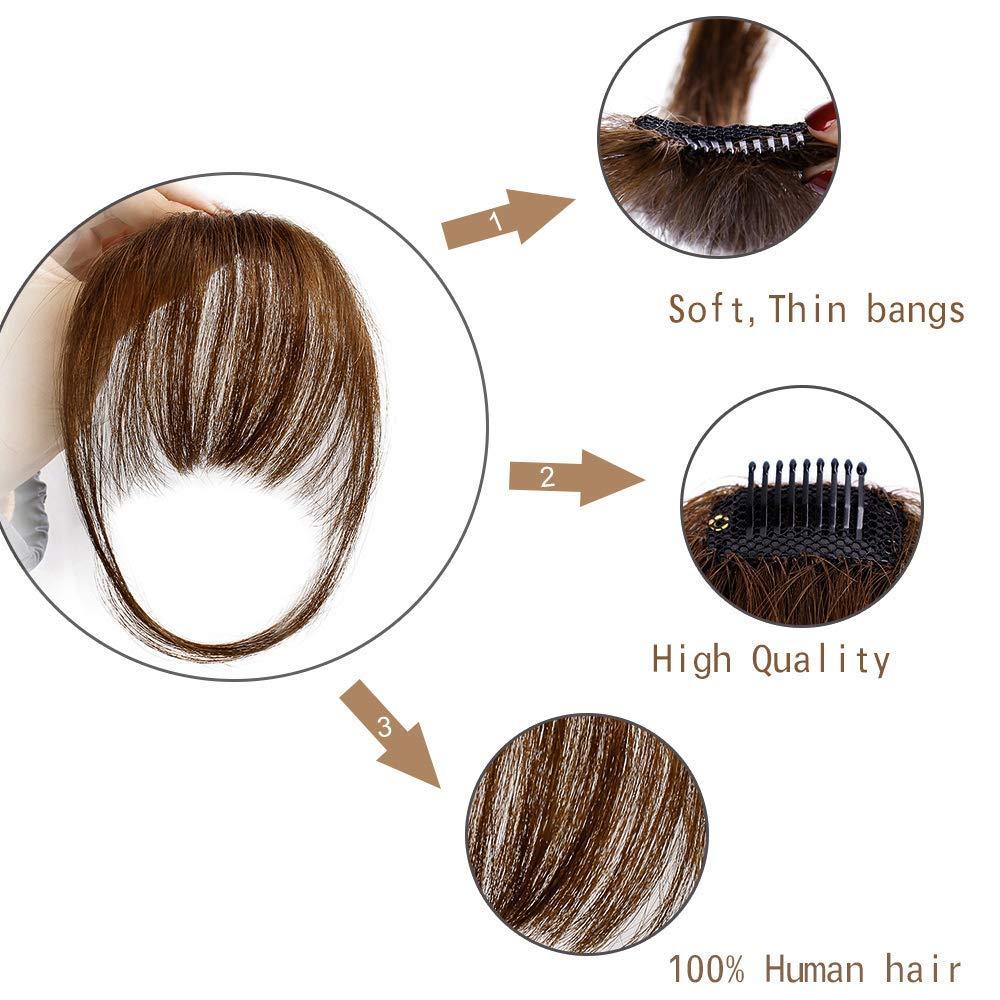 AISI QUEENS Clip in Bangs 100% Human Hair Extensions Reddish Brown Clip ...