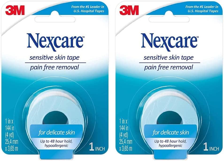 Nexcare Sensitive Skin Tape, 1 in x 4 yds, 2 Count (Pack of 1)