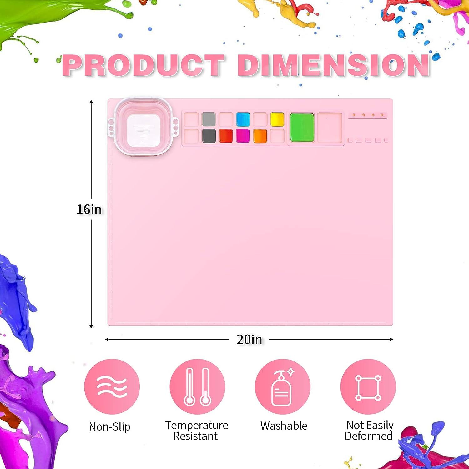 Silicone Painting Mat for Resin Casting Sheet Drawing Craft Mat with  Cleaning Cup for Children Art