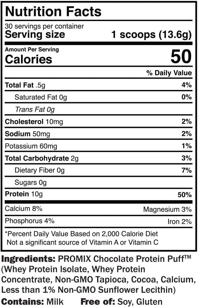 ProMix Whey Protein Isolate Puffs, 30 Servings 10g Protein, 50