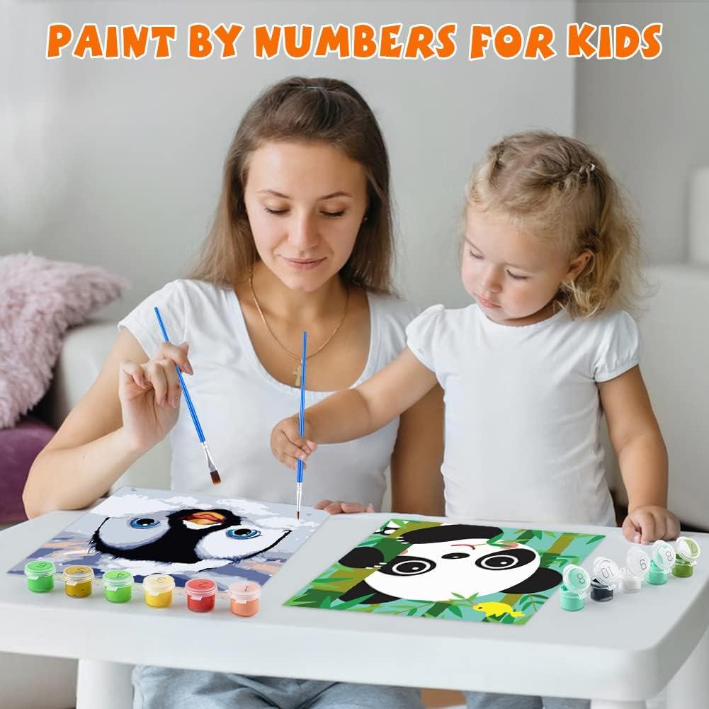 Labeol 4 Paint by Numbers for Kids Ages 8-12 DIY Paint Set for Girls Boys  Adults Beginner Crafts for Girls Ages 4-8 Acrylic Oil Painting by Number  Kits Perfect for Gift Decor 8x8 (Chic)