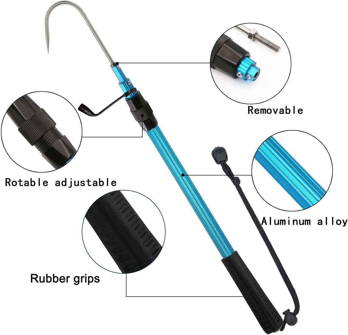SAN LIKE Fishing Gaff Telescopic Aluminum/Fiberglass Pole with Nonslip