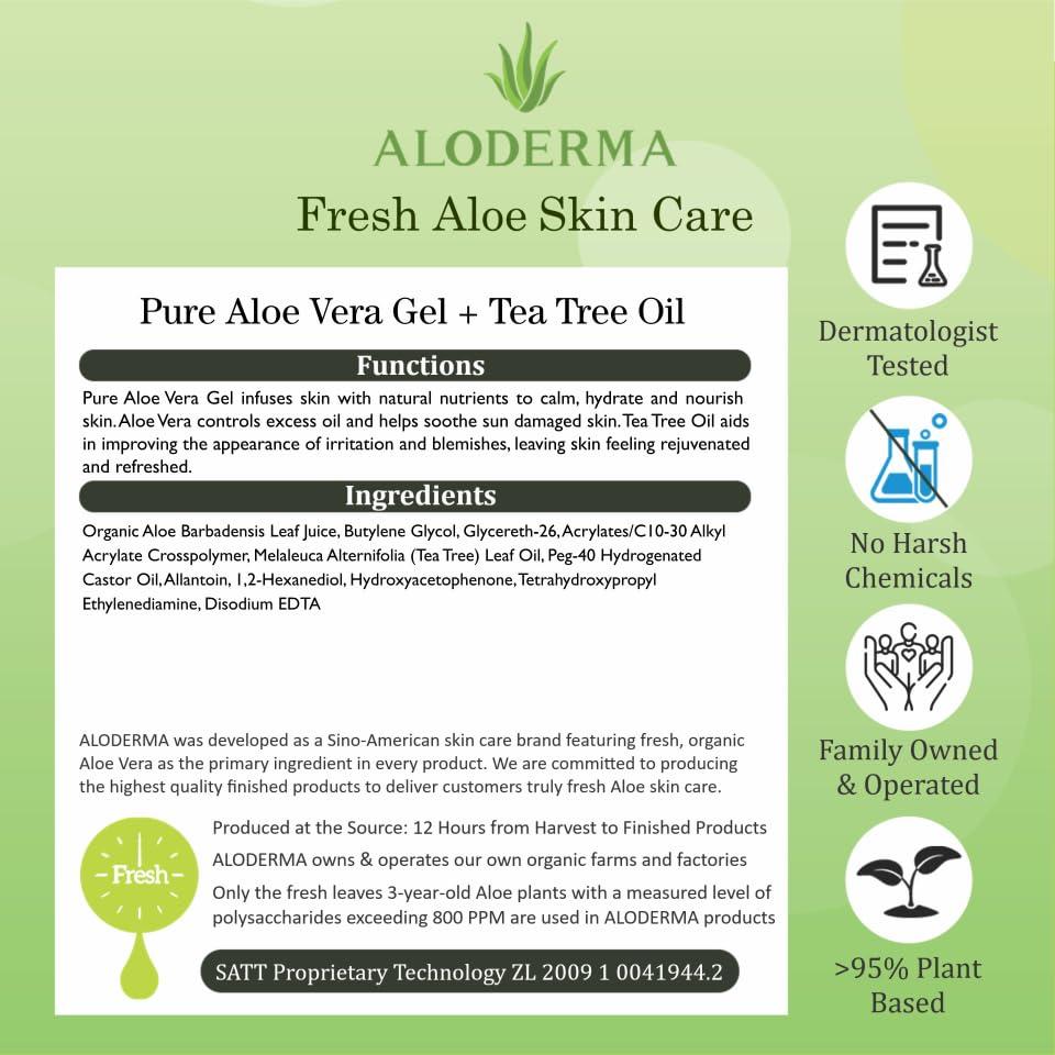 Aloderma Organic Aloe Vera Gel with Tea Tree Oil | Soothing Pure Aloe for  Face & Skin | 10.6 Oz - Fast International Shipping | Buy Now with Express  International Delivery | GoSupps.com