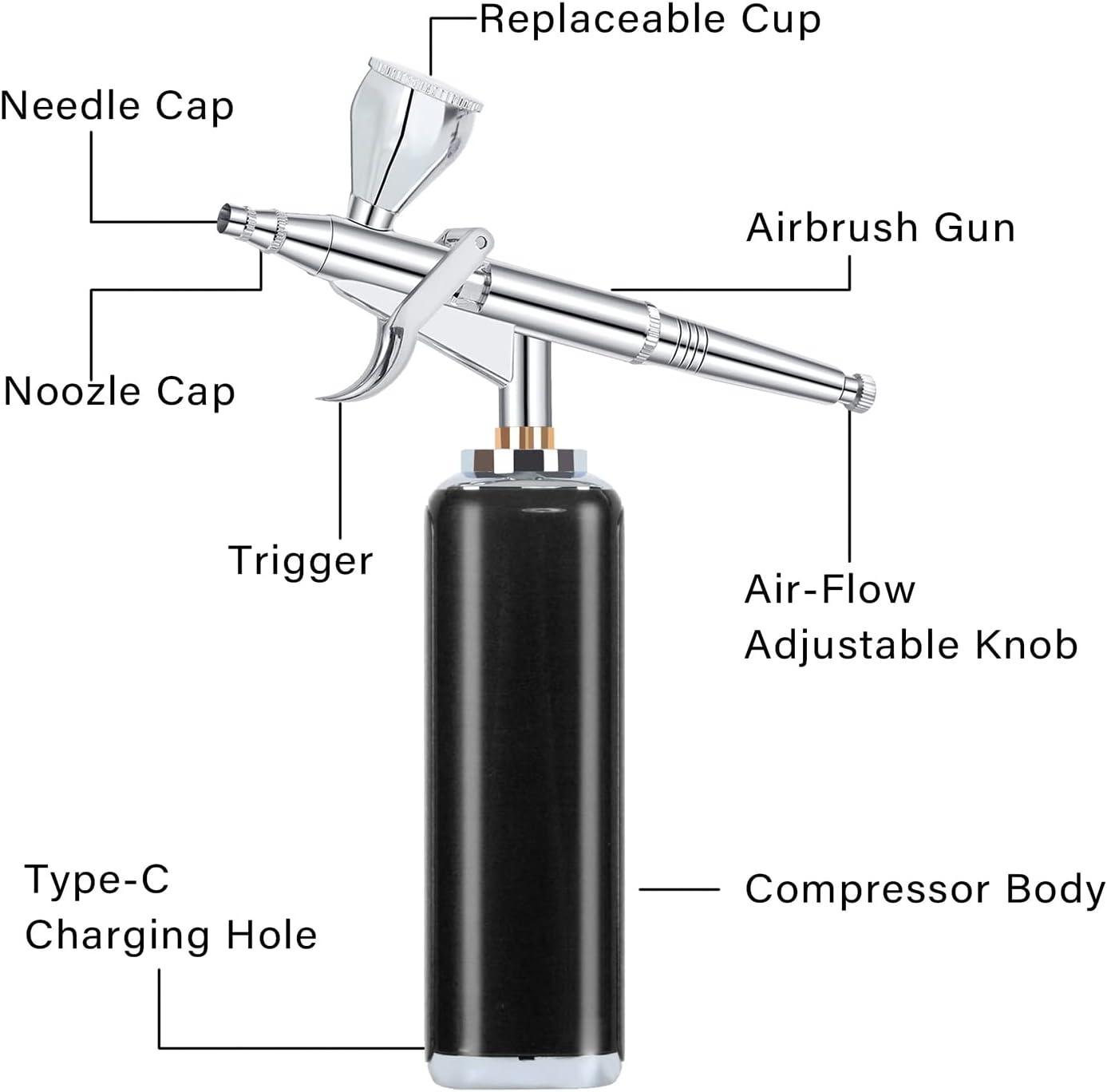 Airbrush Kit - Cordless Airbrush Compressor, Auto Handheld Airbrush Gun,  Rechargeable,Portable Wireless Air Brush, Airbrush Machine for Nail Art