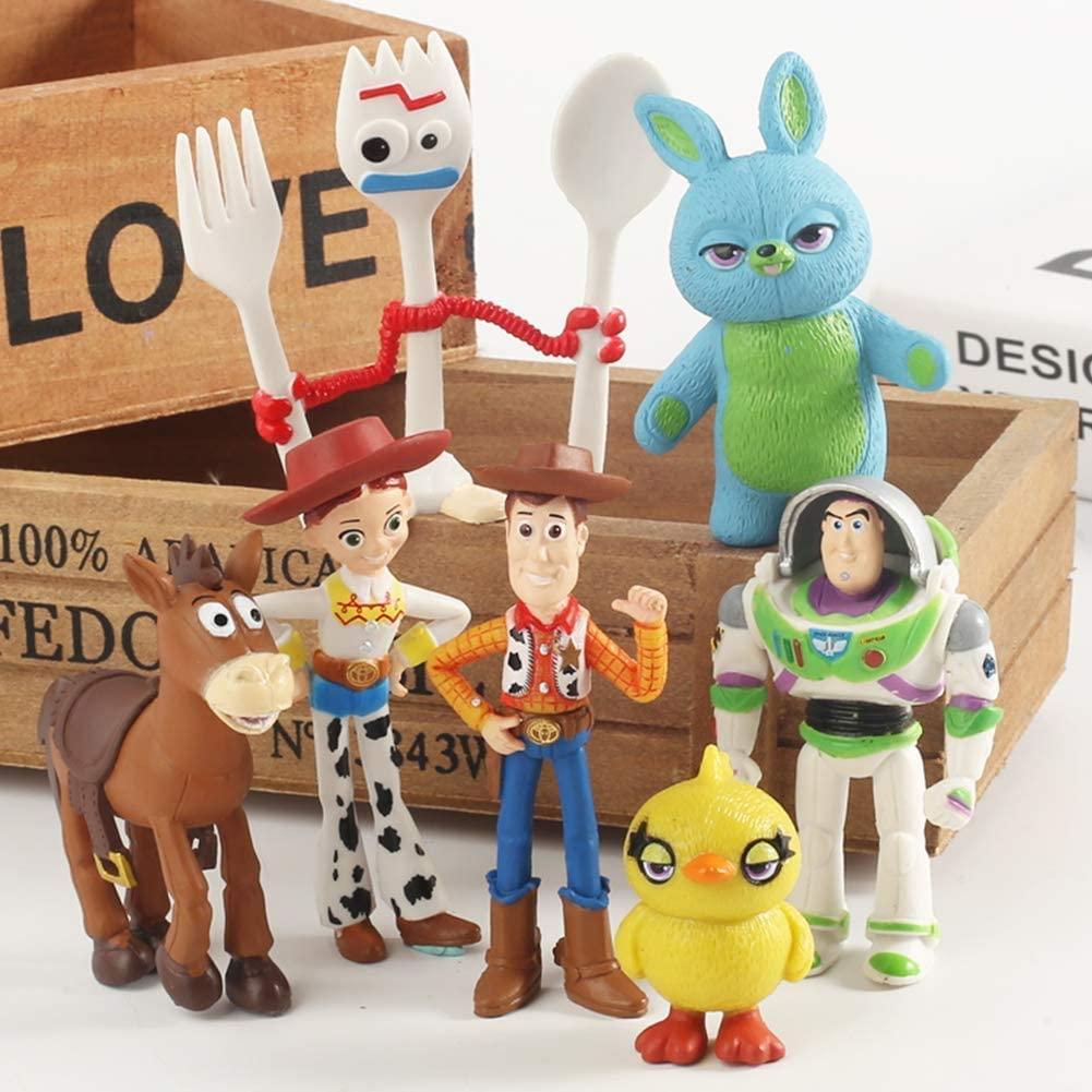 KD Toys Toy Story Toys - Set of 7 Woody, Buzz and Jessie Figures - Premium  Animated Collection - Fun Party Supplies - Birthday Cake Set. Size 1.2 