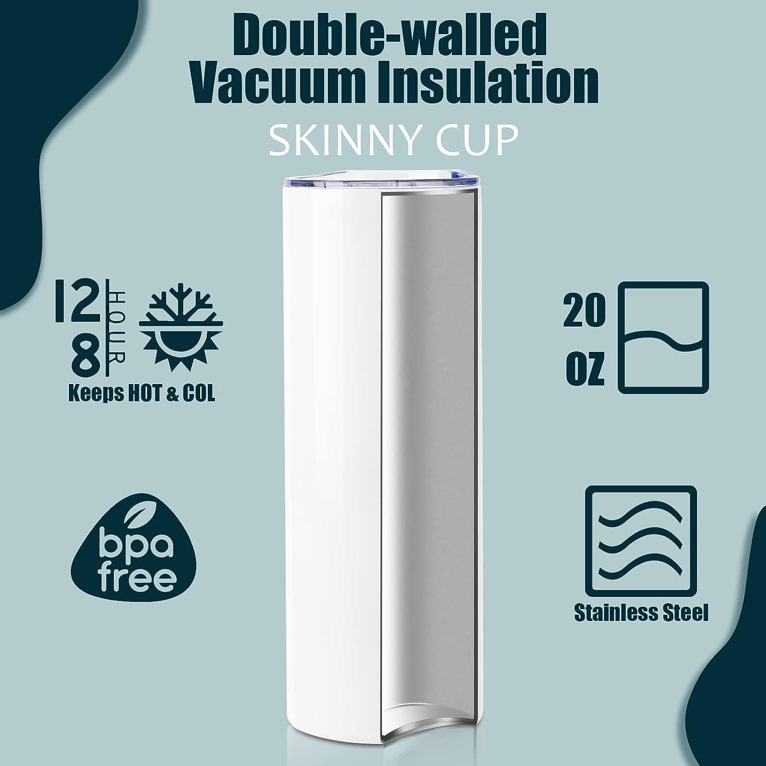 Sublimation Tumblers Bulk 8 Pack 20 Oz Skinny,Stainless Steel