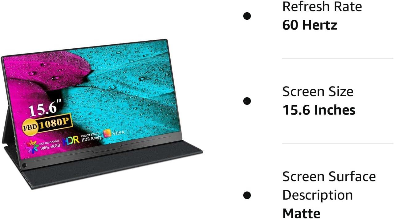 UPPERFECT Monitor Portatile Touchscreen 15.6'' FHD IPS Con Batteria 5400mAh – HDMI, Tipo C, Per PC/Laptop/Switch - 2