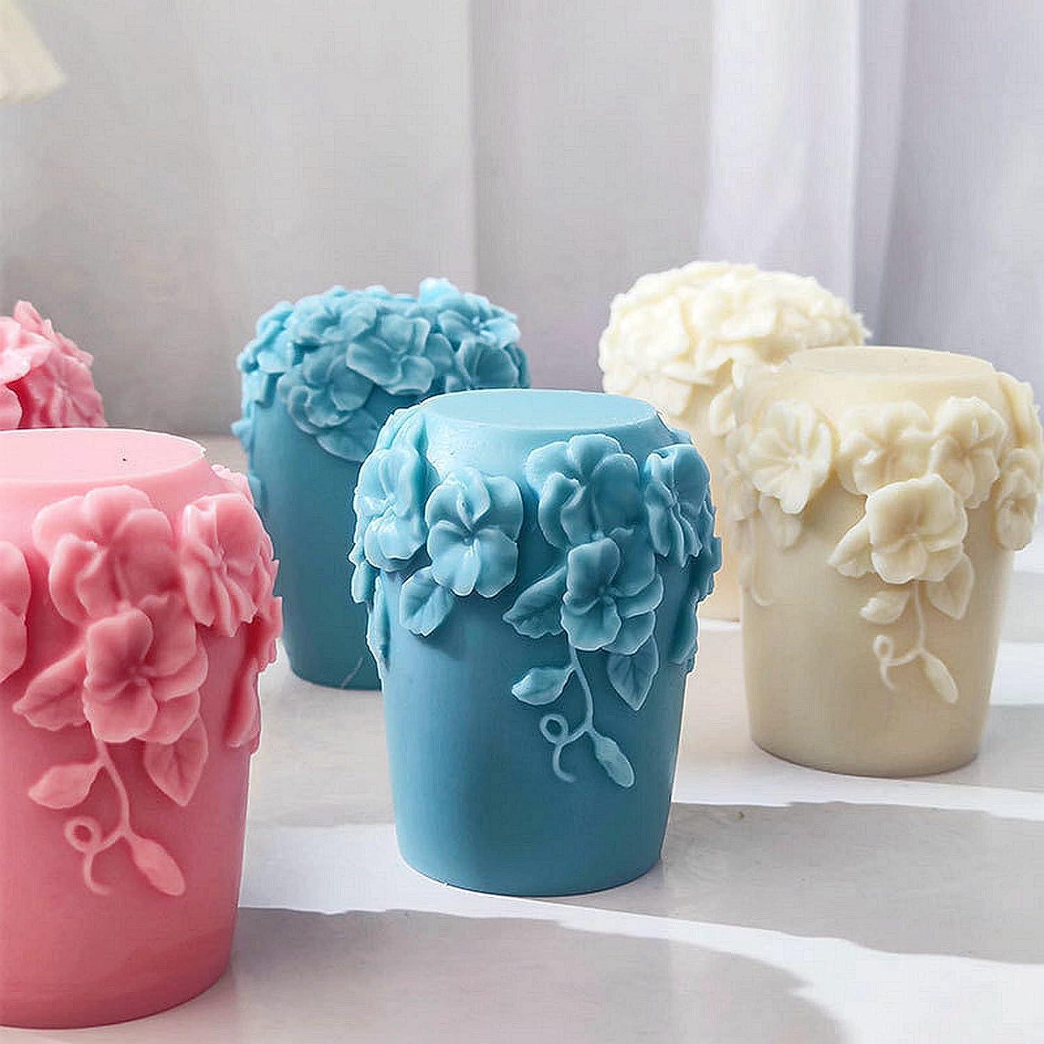 3D Candle Molds Pillar Silicone Soap Mold Flower DIY Handmade