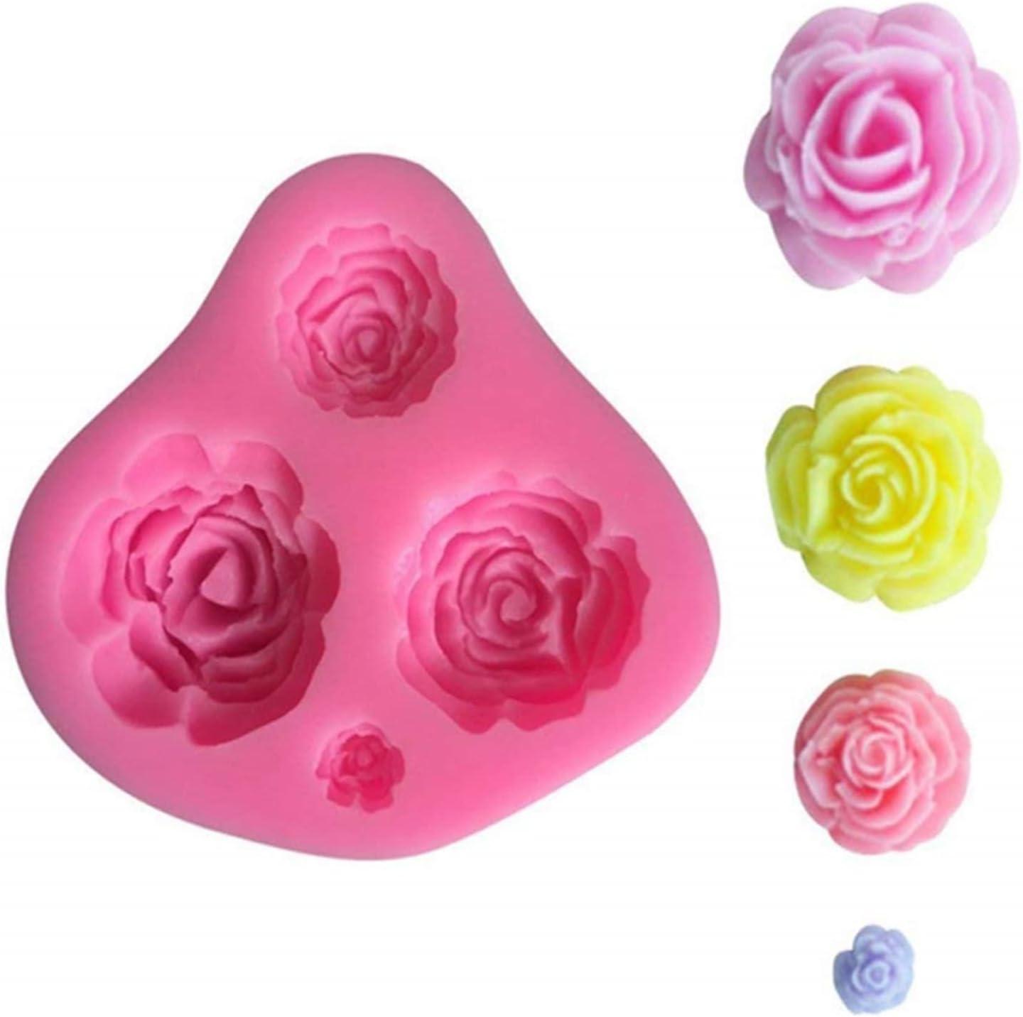 3/6pcs 3D Rose Flower Chocolate Fondant Cake Mold 3 Size Cake Rose