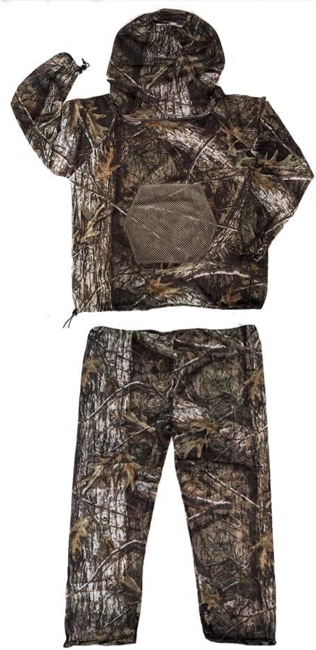 Waxaya Camouflage Mosquito Netting Suit Bug Net Mesh Clothing with Hood for  Outdoor Hunting Fishing Gardening Medium/Large