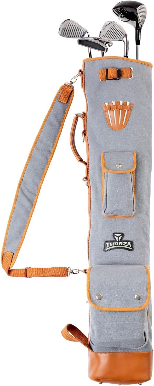 Thorza Sunday Golf Bag for Men and Women, Vintage Canvas and Leather,  Stores Balls, Tees, and Clubs …See more Thorza Sunday Golf Bag for Men and