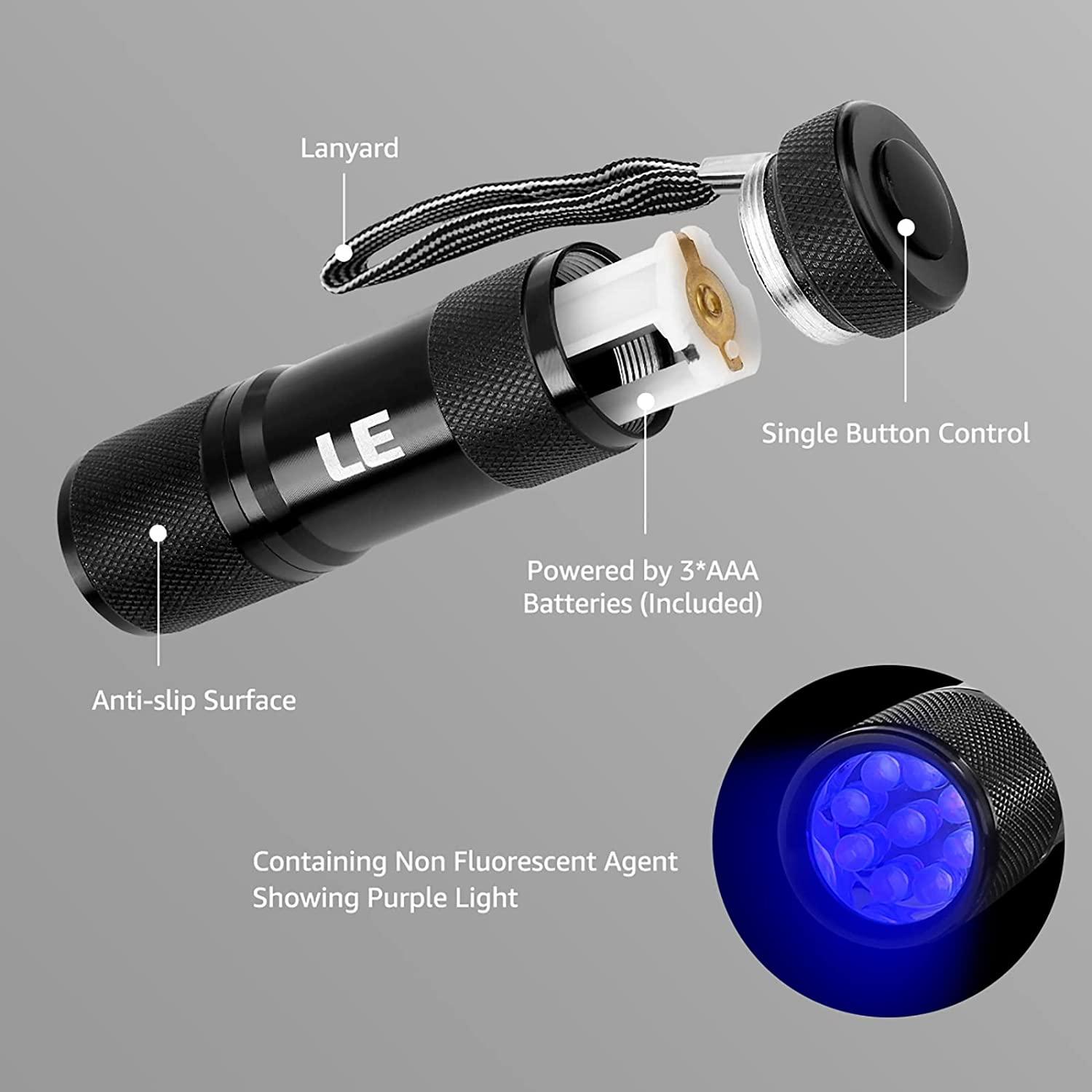 Le Black Light Flashlight, Small UV Lights with 21 LEDs, 395nm