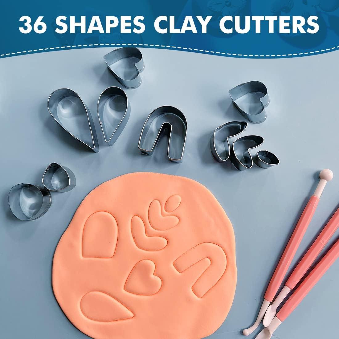 keoker Polymer Clay Cutters Set, 36 Shapes Stainless Steel Clay Cutters  with 40 Circle Shape Cutters and 50 Earrings Accessories, Clay Earing  Cutters for Polymer Clay Jewelry Making