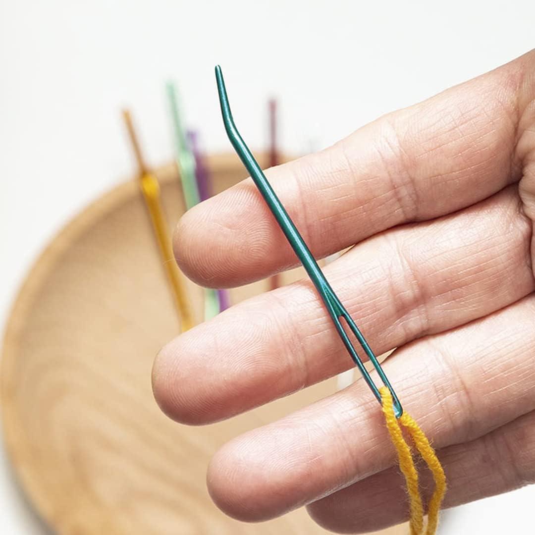 Wool Needles Colorful Bent Tip Tapestry Needles Large-Eye Aluminium Sewing  Knitting Needles