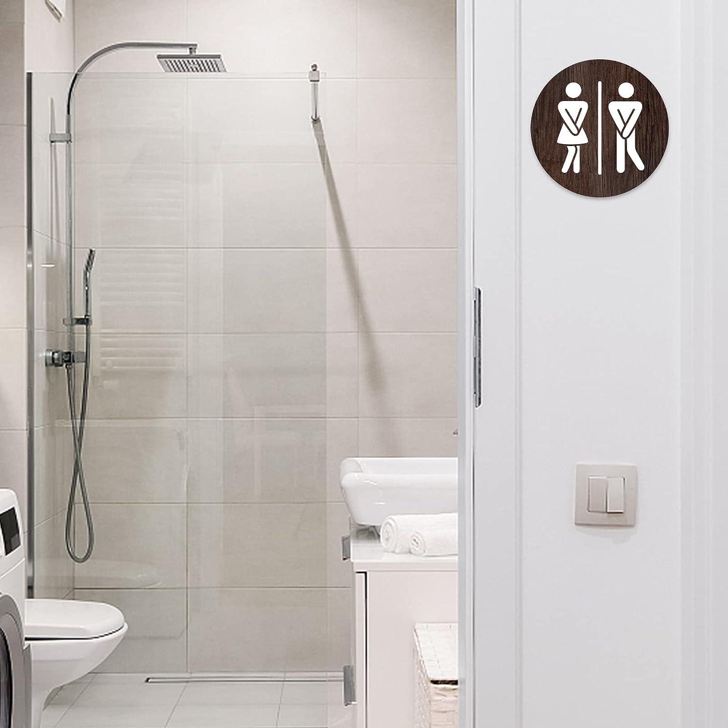 Rustic Wooden Man Woman Washroom Sign - Funny Bathroom Decor for ...