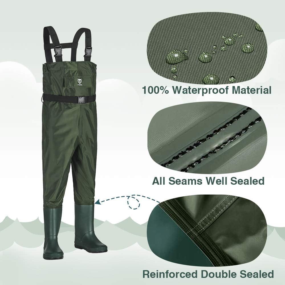  TIDEWE Bootfoot Chest Wader, 2-Ply Nylon/PVC Waterproof Fishing  & Hunting Waders with Boot Hanger for Men and Women Brown Size 5 : Sports &  Outdoors