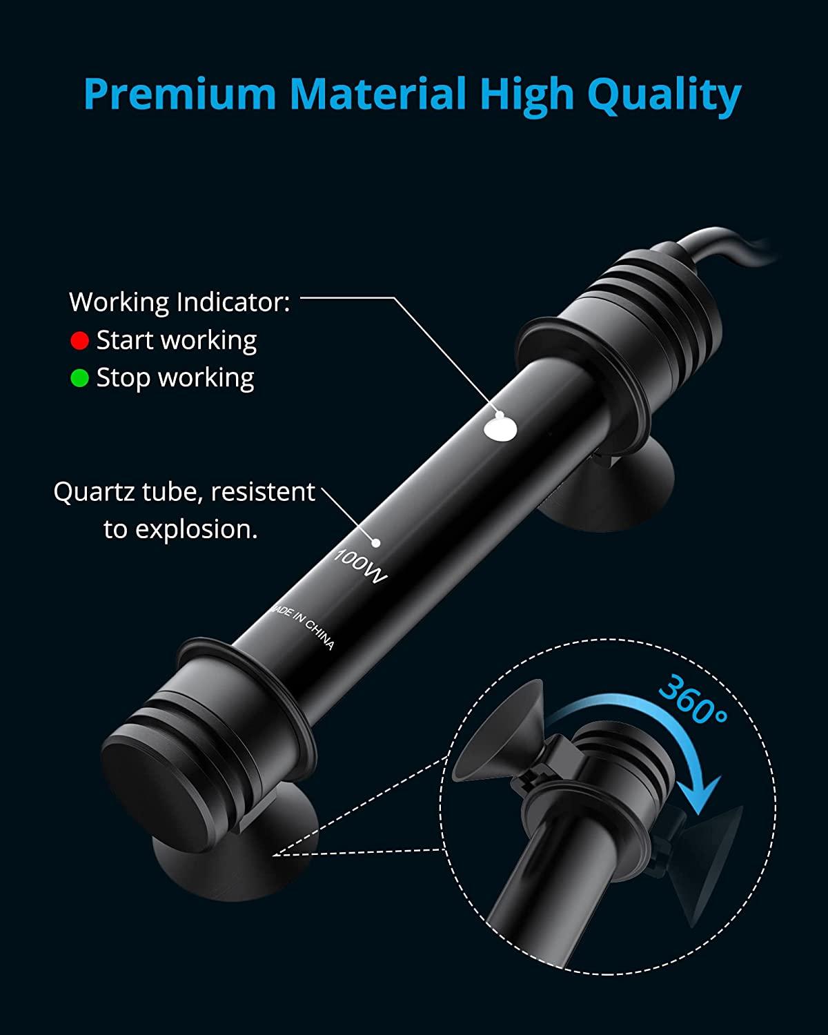 NICREW 100W Aquarium Heater with Adjustable Temperature Controller