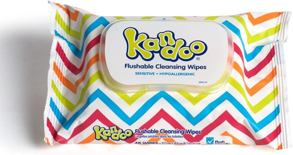 Flushable Wipes for Baby and Kids by Kandoo, Unscented for Sensitive Skin,  Hypoallergenic Potty Training Wet Cleansing Cloths, 200 Count, Single