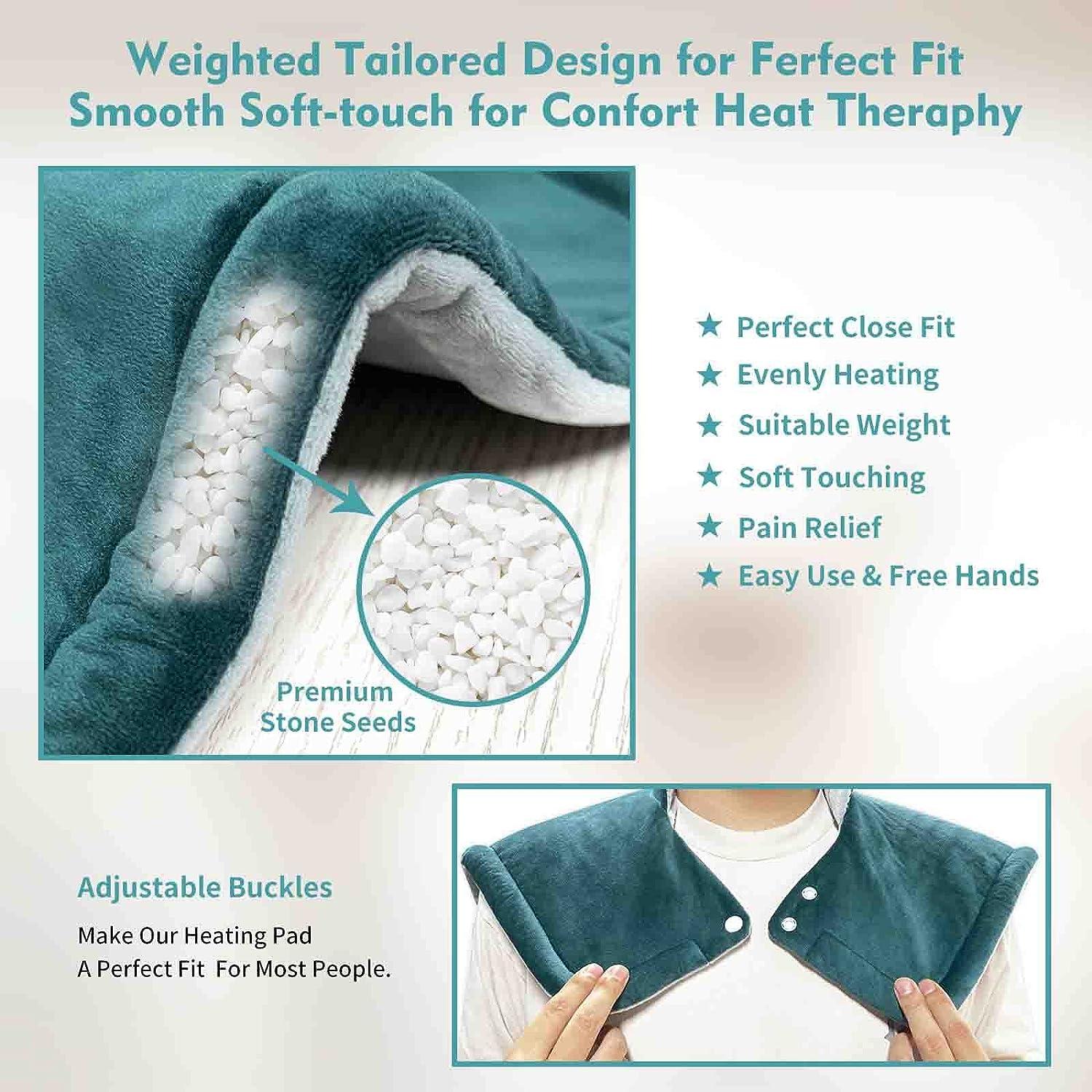 Heating Pad For Neck And Shoulders And Back With Battery,12V Cordless Heated Pad With Vibration Massager And 3 Heating Modes,Portable Weighted Electric Heat Pad,16.9'' X 23.6 - View #4