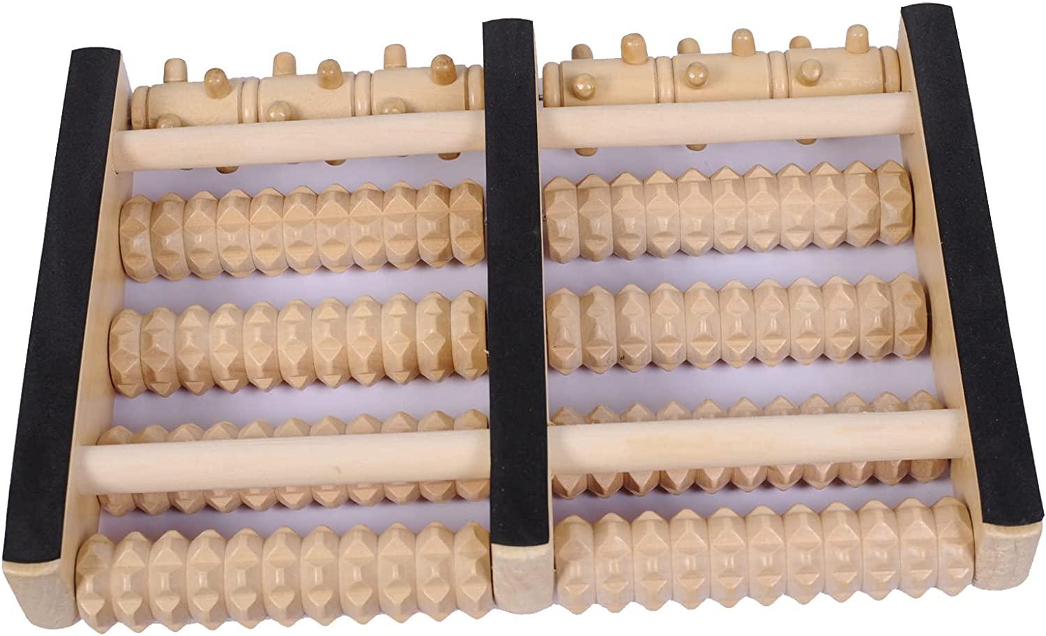 ACWOO Wooden Foot Massager Roller - Dual Roller For Plantar Fasciitis, Heel & Arch Pain Relief, Reflexology