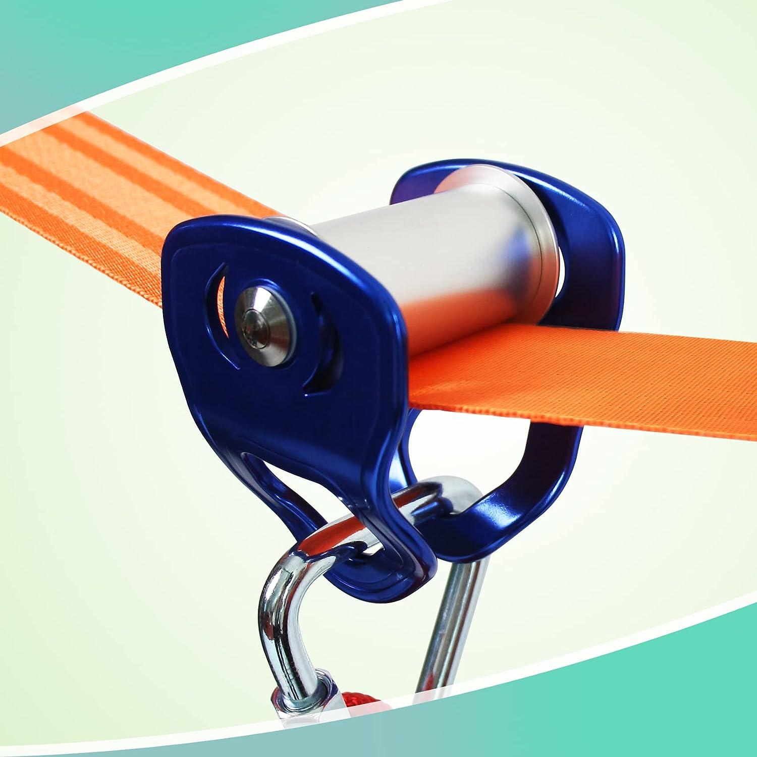 Slackline Pulley 63 FT Zipline Pulley kit for Backyard, Slackline Accessories for Ninja Warrior