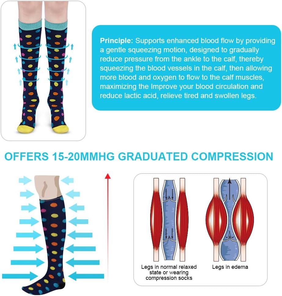 ACWOO Compression Socks for Women & Men 3 Pairs Non-Slip Breathable Long  Tube Compression Socks Flight Socks Running Socks for Support Sports Flying  Maternity Pregnancy Nurses Travel L-XL Black-3 Pairs