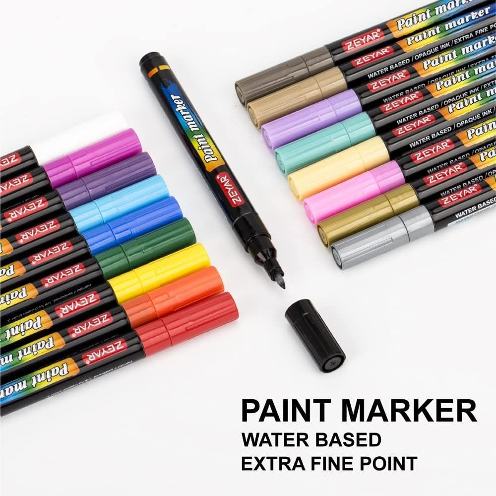 ZEYAR Premium Acrylic Paint Pen Water Based Extra Fine Point 18