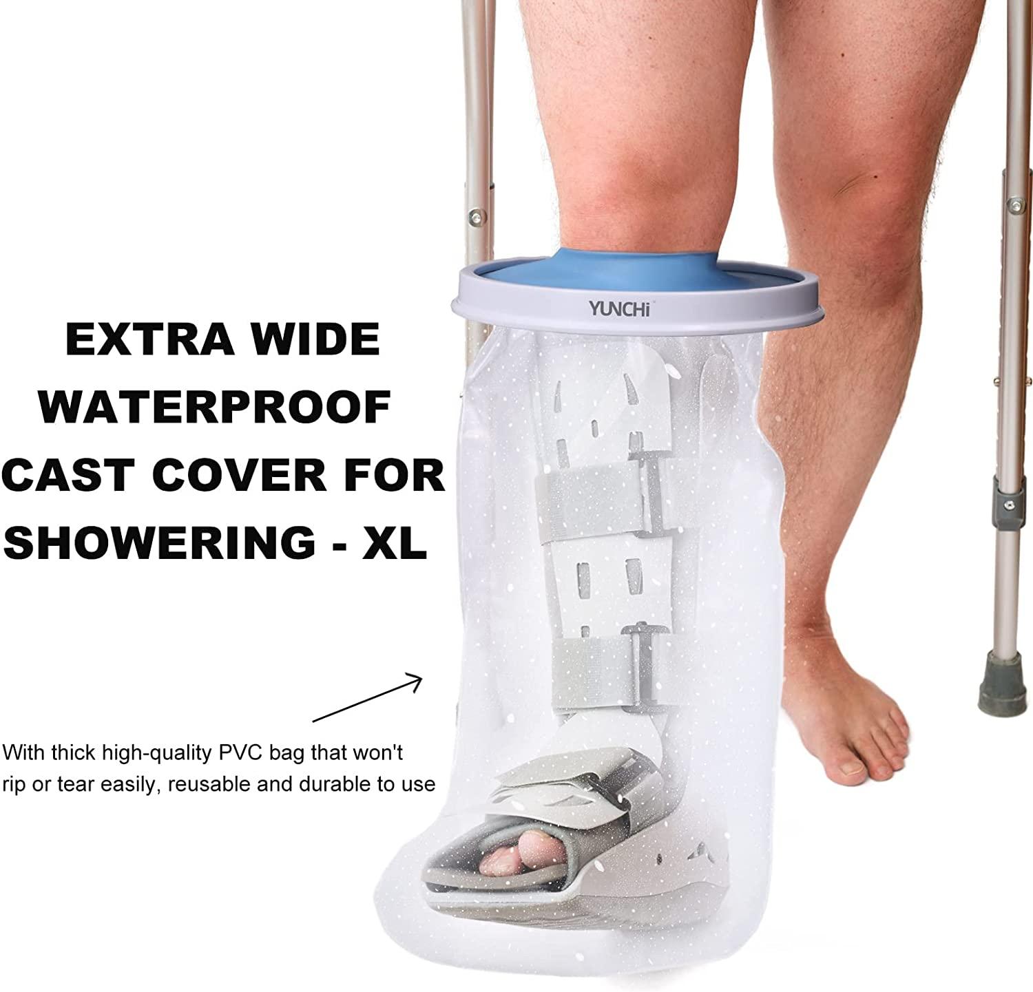 YUNCHI Waterproof Extra Wide Leg Cast Cover for Shower XLExtra Wide Foot Protector for Foot
