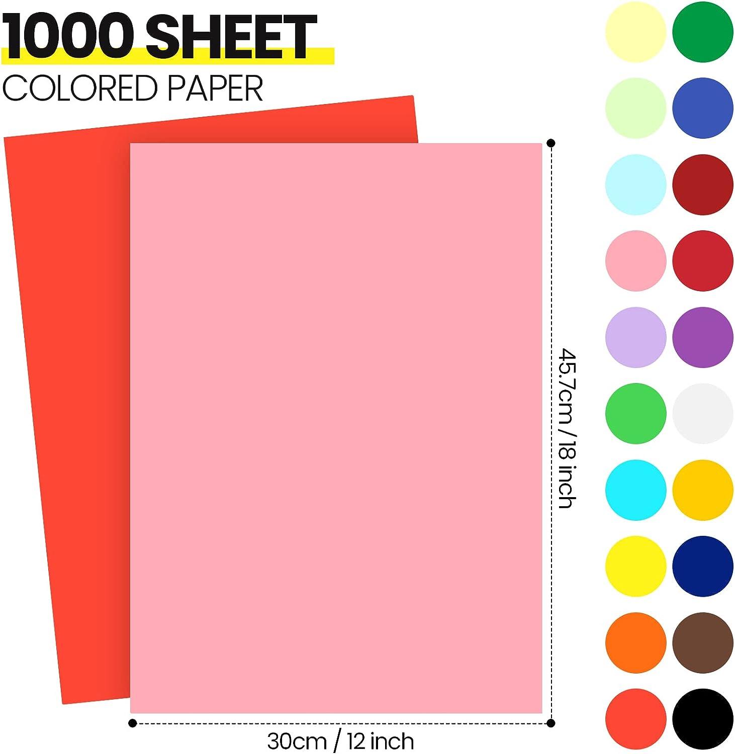 500 Pieces Construction Paper Bulk 12'' x 18'' School Supplies Lightweight  Art Colored Paper for Kids Adults School Drawing (Assorted Color)